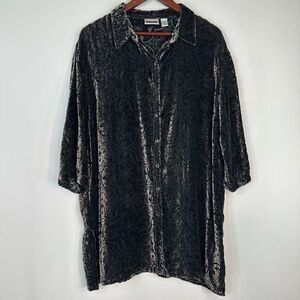 Vintage Chico’s Velvet Burnout Tunic Top Womens XL Silk Blend Whimsygoth Boho
